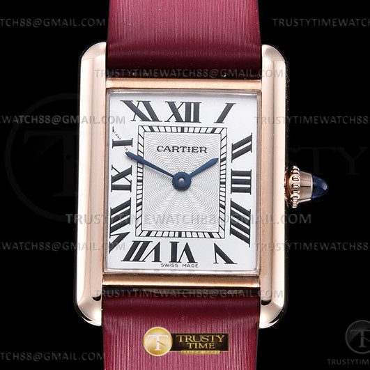 F1공장 까르띠에 탱크 머스트 스몰 로즈골드금통 핑크스트랩 Cartier Tank Must Small RG/LE Wht F1F Sw Qtz