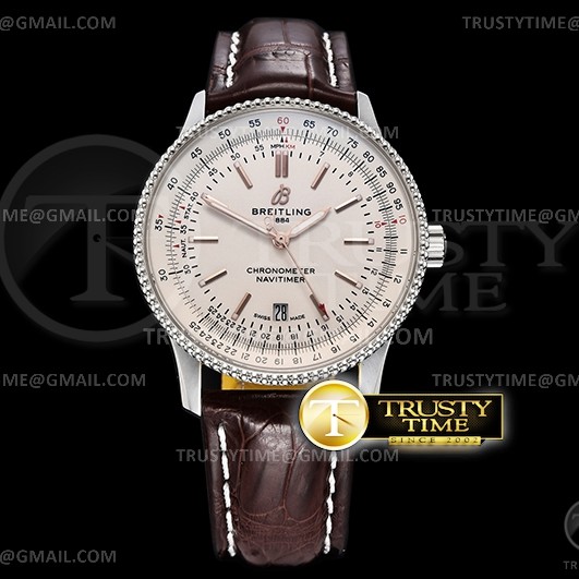TF공장 브라이틀링 내비타이머 41MM 화이트다이얼 가죽스트랩 Navitimer 1 41mm SS/LE White TF A2824