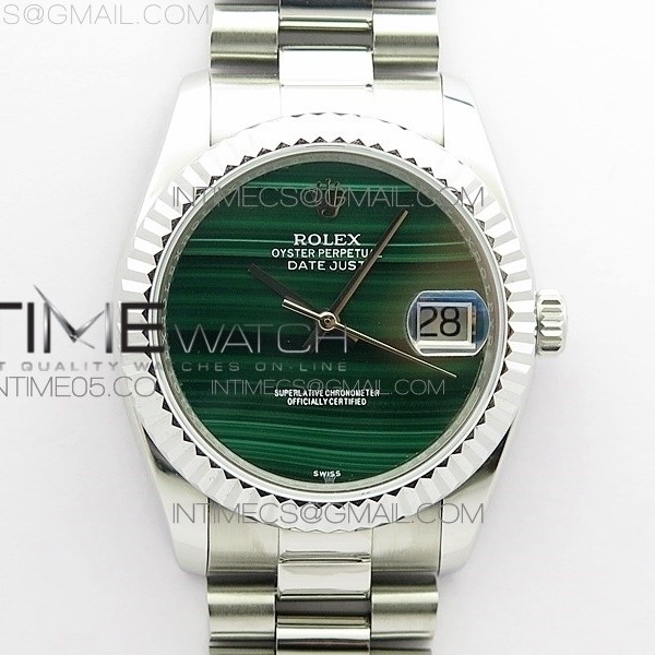 ED공장 롤렉스 데이저스트 36 그린다이얼 DateJust 36mm SS EDF Best Edition Green Malachite Dial on SS President Bracelet A2824