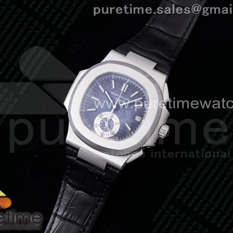 3K공장 노틸러스 블루다이얼 가죽스트랩 Nautilus 5980 SS 3KF Best Edition Blue Dial on Black Leather Strap A7750