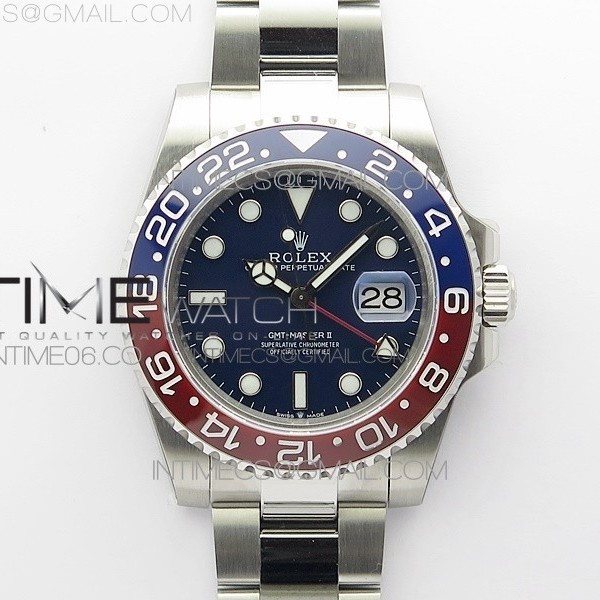 BP공장 롤렉스 GMT마스터2 펩시 블루다이얼 오이스터브레이슬릿 GMT-Master II 116719 BLNR Red/Blue Ceramic 904L BP 1:1 Best Edition Blue Dial On VR3285 (Correct Hand Stack)