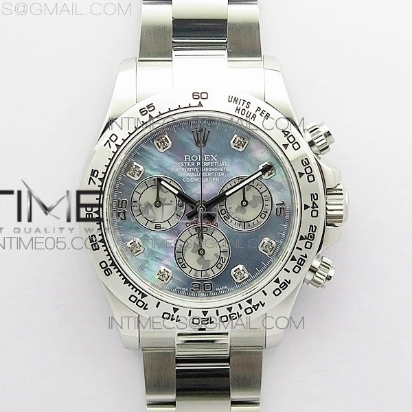 UB공장 데이토나 자개다이얼 Daytona 116520 SS UBF Best Edition Ice Blue MOP Crystal Markers Dial on SS Bracelet A7750