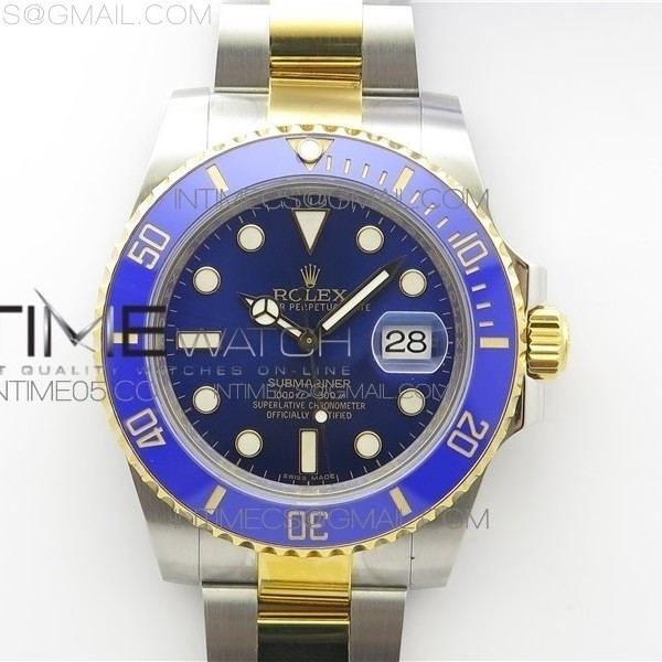 D1공장 롤렉스 서브마리너 청콤 포금 Submariner 116613 LB SS/YG Blue 18K Wrapped gold SS/YG Case and Bracelet A2824