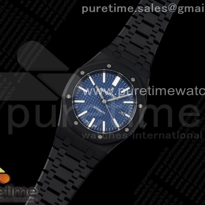 ZF공장 15400 DLC 블루다이얼 Royal Oak 41mm 15400 DLC ZF 1:1 Best Edition Blue Textured Dial on DLC Bracelet A3120 (Free Box)
