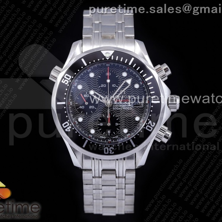 HC공장 오메가 씨마스터 블랙다이얼 브레이슬릿 Seamaster Professional 300M Chronograph SS Black Dial on SS Bracelet A7750