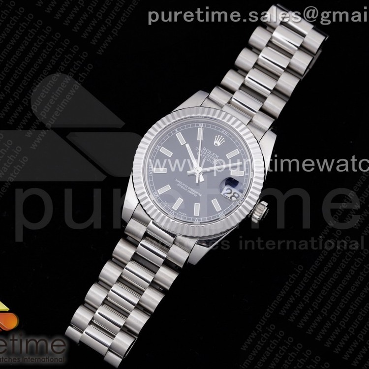 GM공장 롤렉스 데이저스트 31 블랙다이얼 브레이슬릿 DateJust 31 Ladies 278289 GMF 316L Steel Black Dial Stick Markers on President Syle Bracelet