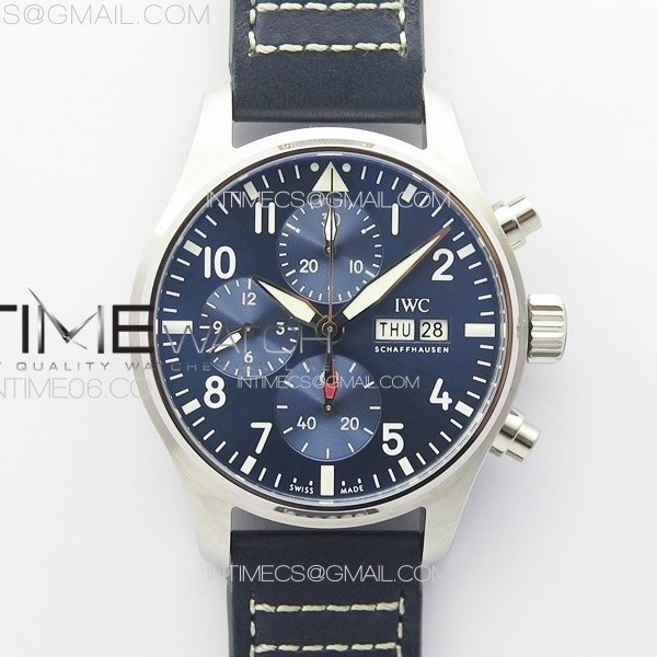 KK공장 IWC 파일럿 크로노그래프 IW388101 Pilot Chrono IW388101 KKF Best Edition Blue Dial on Blue Leather Strap A7750 to 69385