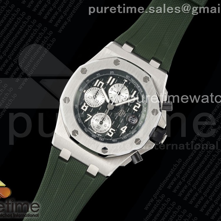 AP공장 오데마피게 로얄오크 오프쇼어 크로노그래프 42 그린다이얼 러버스트랩 Royal Oak Offshore 42mm SS APF 1:1 Best Edition Green Dial on Green Rubber Strap A4404