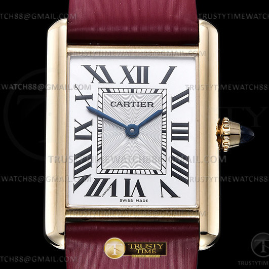 F1공장 까르띠에 탱크 머스트 옐로우골드금통 핑크스트랩 Cartier Tank Must Lrg YG/LE Wht F1F Sw Qtz
