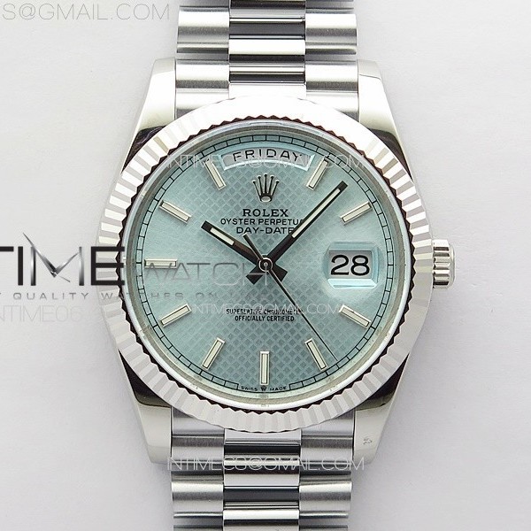 GM공장 롤렉스 데이데이트 40 그물아이스블루다이얼 프레지던트브레이슬릿 DayDate 40mm 228239 GMF 1:1 Best SS Ice Blue Dial Stick Markers on President Bracelet A3255