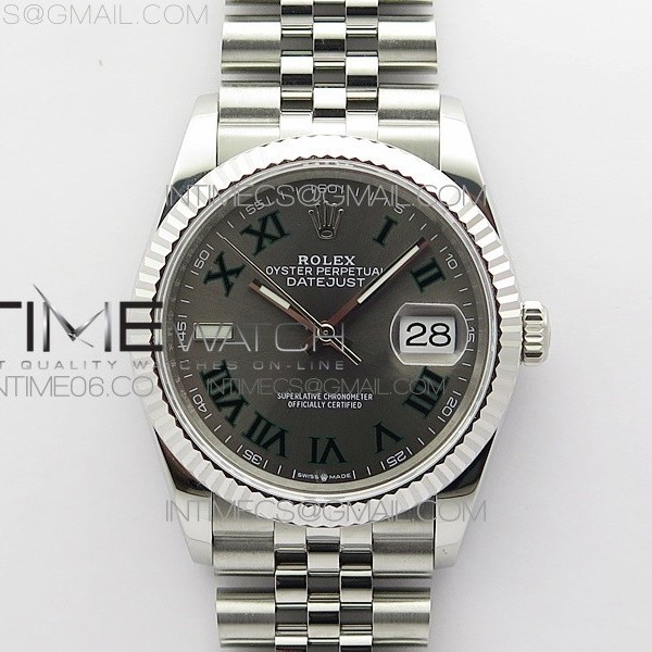 BP공장 롤렉스 데이저스트 36 스틸 슬레이트로만다이얼 플루티드베젤 쥬빌레브레이슬릿 DateJust 36 SS 126234 BP 1:1 Best Edition Gray Dial on Jubilee Bracelet