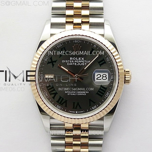 VS공장 롤렉스 데이저스트 36 로즈골드콤비 슬레이트로만다이얼 쥬빌레브레이슬릿 윔블던 DateJust 36 SS 126231 904L SS/RG VSF 1:1 Best Edition Gray Dial Roman Markers on Jubilee Bracelet VS3235