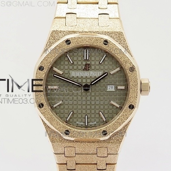 OM공장 오데마피게 로얄오크 레이디 15000 프로스티드로즈골드 그레이다이얼 브레이슬릿 ROYAL OAK 33MM 15000 SATIN-POLISHED RG GRAY DIAL ON SS BRACELET QUARTZ