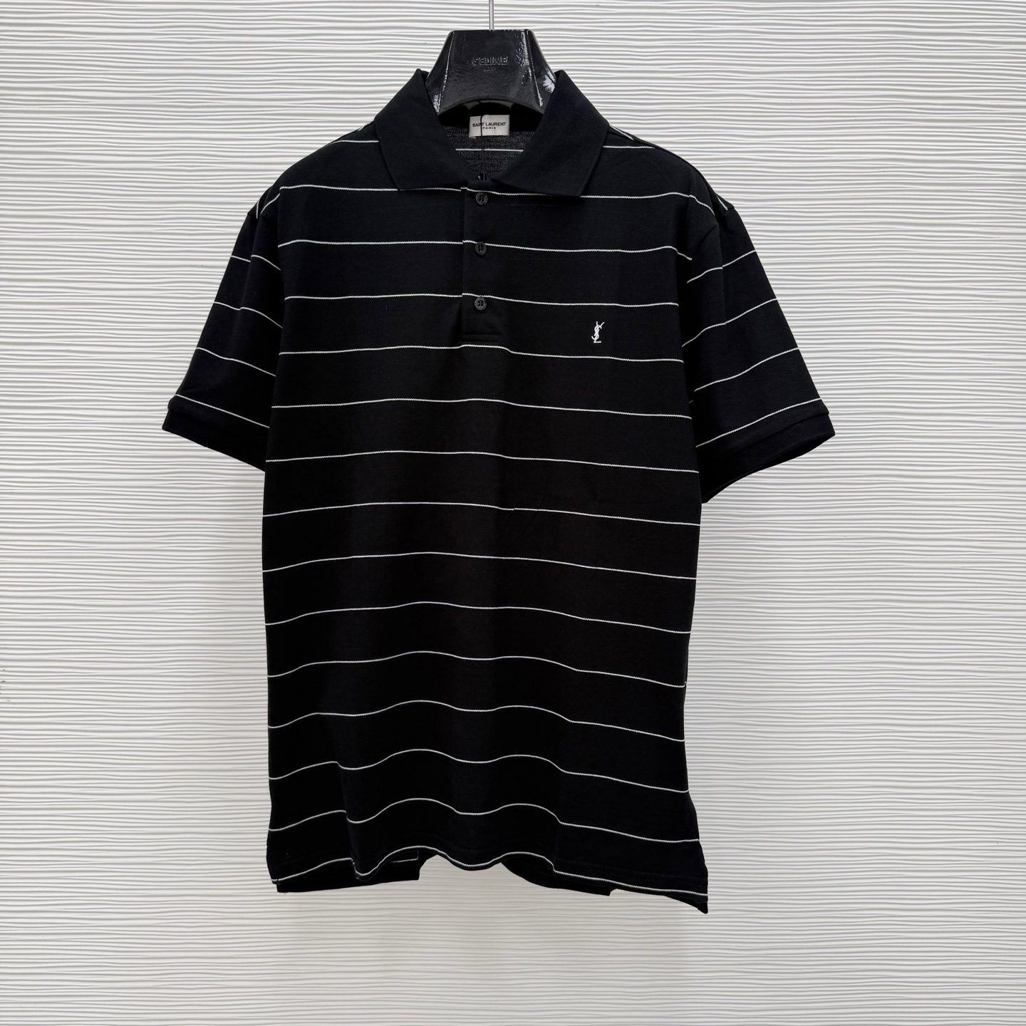 SaintLaurent 자수 스트라이프 폴로 셔츠