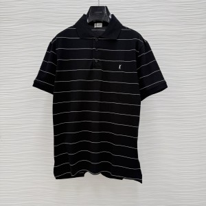 SaintLaurent 자수 스트라이프 폴로 셔츠